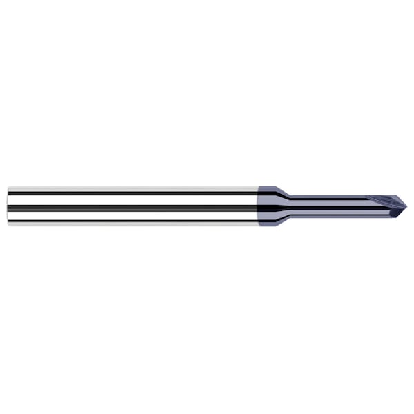 Chamfer Cutter-Pointed-Long Reach 0.0390" (1 mm) Neck DIAx0.2030" (13/64) Reachx45 Degree per side Carbide